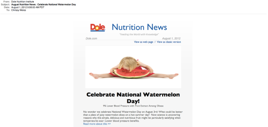 Dole Nutrition News Screen Shot